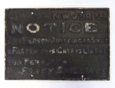 Two cast iron railway public notices, one for GW&L&NW Railways,