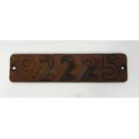 Cast iron steam locomotive smoke box numberplate, no.