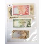 Three Jersey banknotes comprising one £5 note (1972 issue, ef) one £1 note (1972 issue unc),