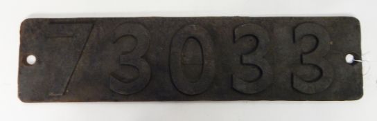 Cast iron steam locomotive smoke box numberplate, no.