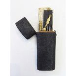 Shagreen covered drawing instrument set containing brass,