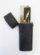 Shagreen covered drawing instrument set containing brass,