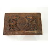 Carved wooden box dating to the Boer War,