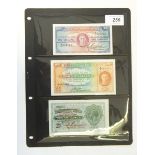 Three Maltese banknotes, comprising one 1s on 2s MD (1940), one 2s nd (1940) and one 1s MD (1940),