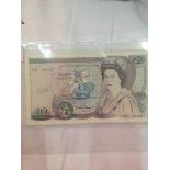 Bank of England £20 note (signed D Somerset) missing Shakespeare and no main purple on back,