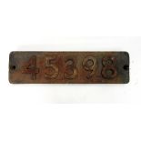 Cast iron steam locomotive smoke box numberplate, no.