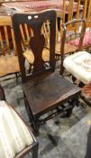 18th century oak dining chair with shaped vase splat,