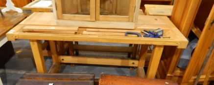Workbench together with bench vice and G-clamp