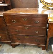 19th century mahogany bachelors chest of three long graduating drawers,