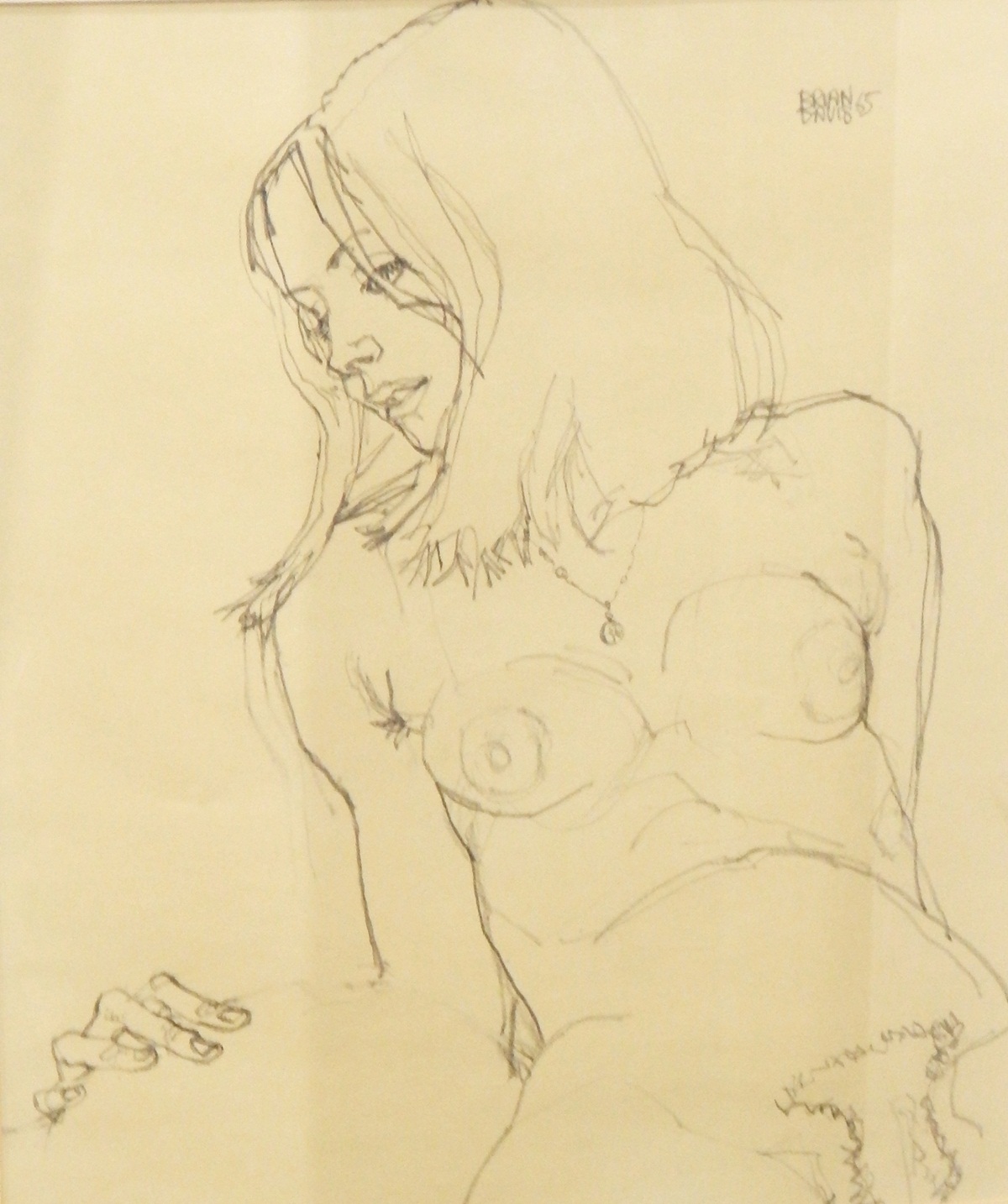 Brian Davis Pencil Reclining female nude, signed and dated '65 upper right, 41cm x 34.