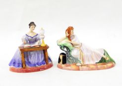 Six Janus studio figures designed by Peggy Davies from the "Illustrious Ladies of the Stage" series