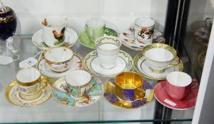 Rosenthal cabinet cup and saucer of octagonal form with alternating panels of blue and gold foliage,