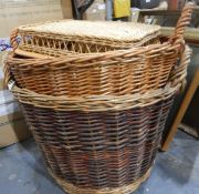 Two wicker log baskets,