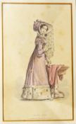 Two 19th century fashion plates of ladies, published 1824,