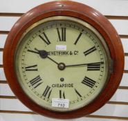 19th century wall clock, the painted dial with Roman numerals and inscribed 'Bennetfink & Co,