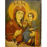 Russian icon Oil on canvas laid down on panel Madonna and Child, 29.