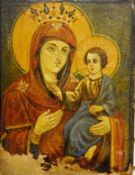 Russian icon Oil on canvas laid down on panel Madonna and Child, 29.