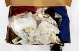 19th century child's christening gown and other textiles including crochet, lace, linen, etc.