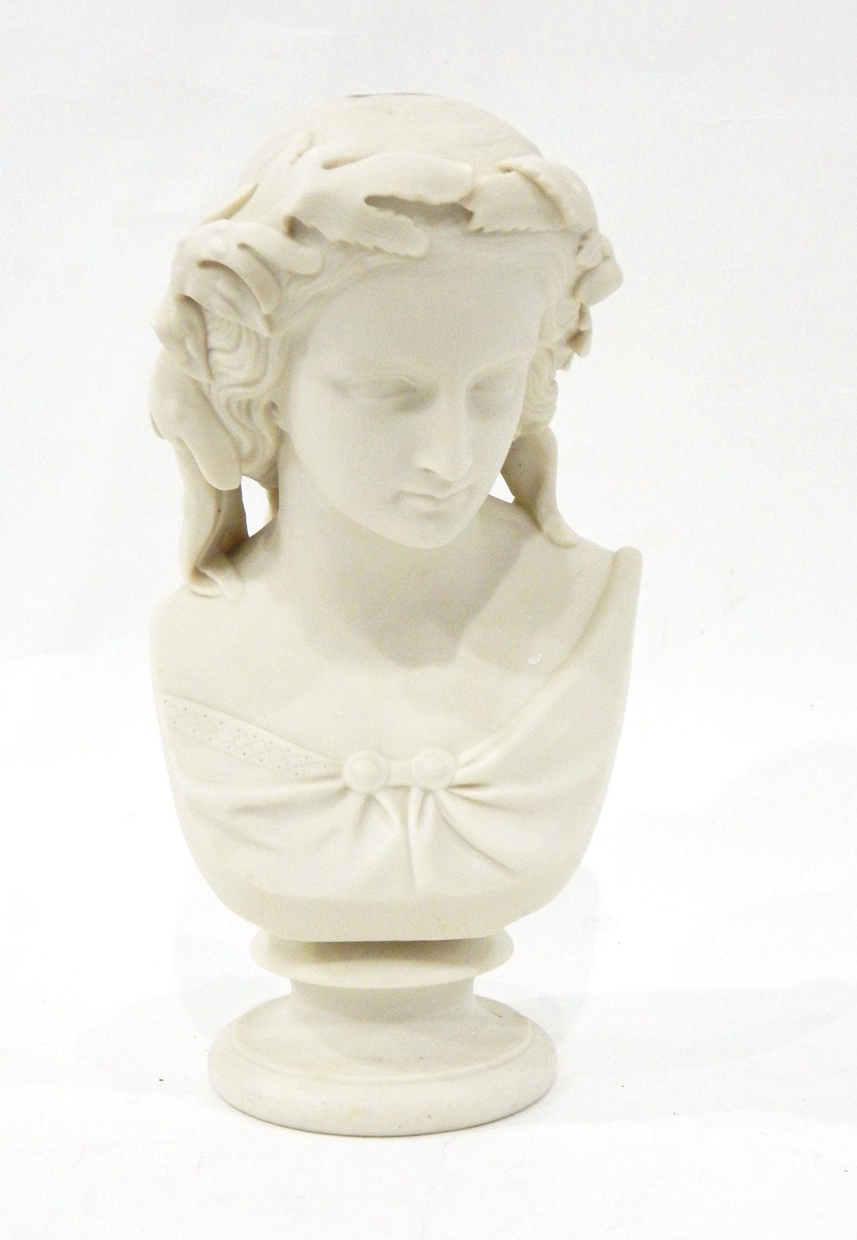 Victorian Copeland parian bust of Miranda, modelled by W C Marshall RA,