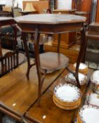 Edwardian octagonal occasional table on shaped supports with under-tier