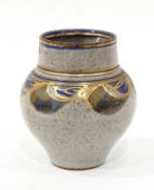 Studio stoneware vase, ovoid with lustre decoration, gilt DM mark,