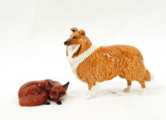 Beswick model of a recumbent fox, model no. 1017 and a Beswick model of a Border Collie, 14.