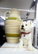 Border Fine Arts fireside dog "Westie" together with a very large garden earthenware urn (2)