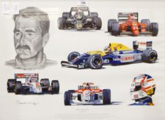 After Stuart McIntyre Two colour prints "A Tribute to Nigel Mansell" and "A Tribute to Ayrton