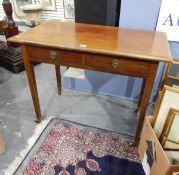 Edwardian mahogany side table fitted two short drawers to frieze,