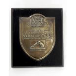 HMV silver presentation plaque by Mappin & Webb, Birmingham 1936,