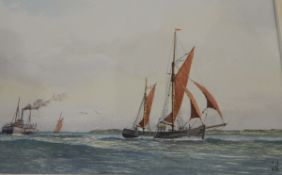Vincent Neave (20th century) Watercolour "The Trow Alma off the Somerset Coast",