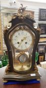 Late 19th century Japy Freres brass and ormolu mounted mantel clock of rococo style,