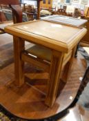 Early 20th century walnut envelope fold-over card table with green baize lined top and with counter