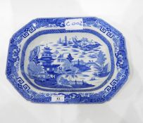 Miles Mason blue and white dish, circa 1800-1813 of shaped rectangular form,