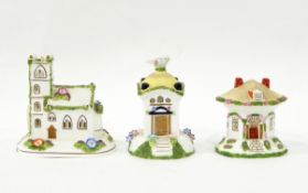 Three Coalport incense burners, "Dovecote",