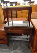 An oak canteen table fitted with two drawers, on cabriole legs,