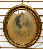 Possibly John Downman (1750-1824) Chalk drawing on paper "Lady C Maria Waldegrave 1780,