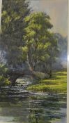Neil Wingate Watercolour drawing Bridge over a stream, signed,