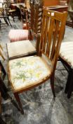 Early 20th century stained hardwood chair with stringing to top rail,