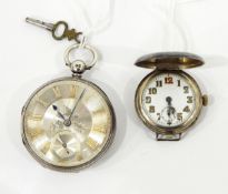 Silver open faced pocket watch,