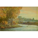 Thomas Walters (1894-1971) Oil on board View of Windsor Castle from the river signed lower left 37