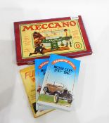 Meccano 0 set with instruction manual, various model car collector magazines,