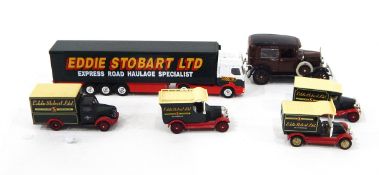 Four diecast models from Lledo Days Gone By of Eddie Stobart delivery vans,