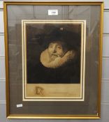 After Slocombe Etching Rembrandt portrait,