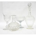 Victorian glass goblet, the bowl etched with ferns, on slab cut pedestal stem,
