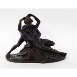 A modern bronze figure group after Canova of Psyche and Cupid, signed "Chanda",