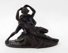 A modern bronze figure group after Canova of Psyche and Cupid, signed "Chanda",