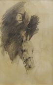 Lucy Elizabeth Kemp-Welch (1869-1958) Pencil Sketch Horse's head figure possibly Civil War press
