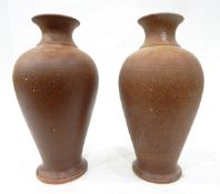 A pair of Accolay stoneware baluster vases, decorated with a brown glaze,
