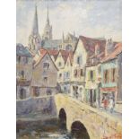 Ernest Knight (1915-1995) Oil on canvas "Le Vieux Quatier, Chartres",
